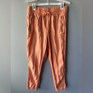 Athleta light orange Cabo linen jogger pants Women’s size 8